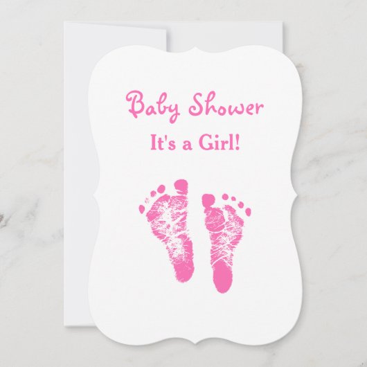 Het meisje Baby shower Cute Pink-voetafdrukken Kaart (Voorkant)