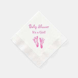 Het meisje Baby shower Cute Pink-voetafdrukken Servetten
