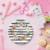 Het meisje Baby shower Floral & Stripes Bord (Feest)