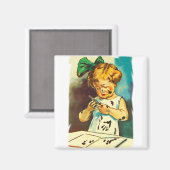 Het meisje bevuild met verf. Kleurrijke tekening Magneet (Voorkant / Achterkant)