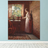 Het Meisje bij het Raam Canvas Afdruk (Insitu (Houten vloer))
