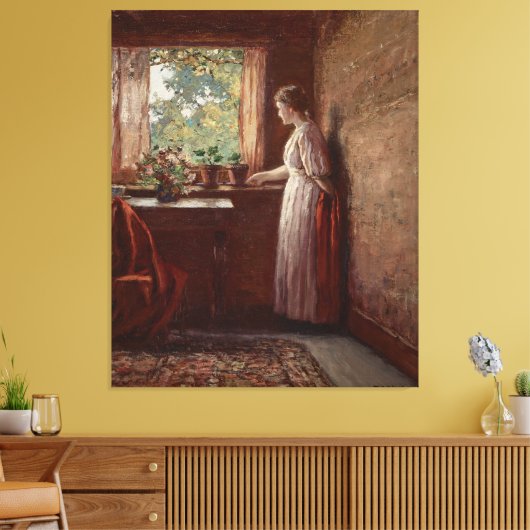 Het Meisje bij het Raam Canvas Afdruk (Insitu (Woonkamer))