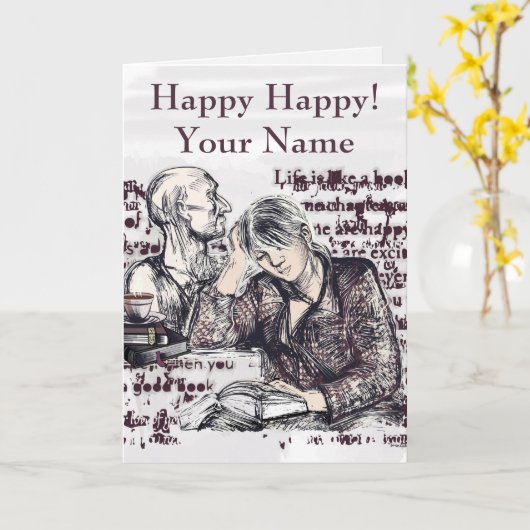 Het meisje dat een boek leest kaart (Gele Bloem)