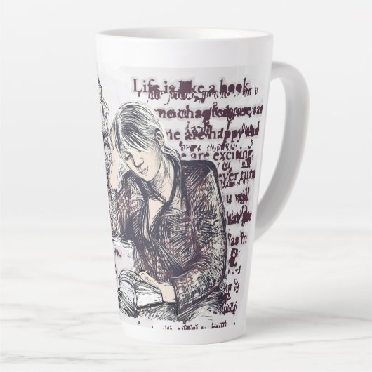 Het meisje dat een boek leest latte mok (Rechterhoek)