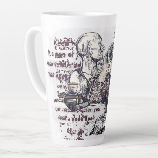 Het meisje dat een boek leest latte mok (Linkerhoek)