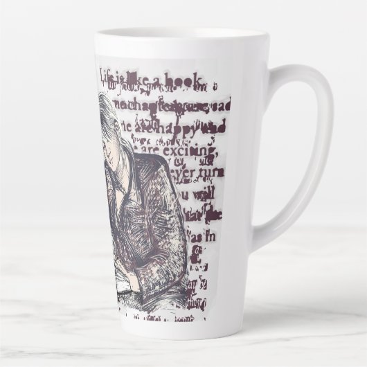 Het meisje dat een boek leest latte mok (Rechts)