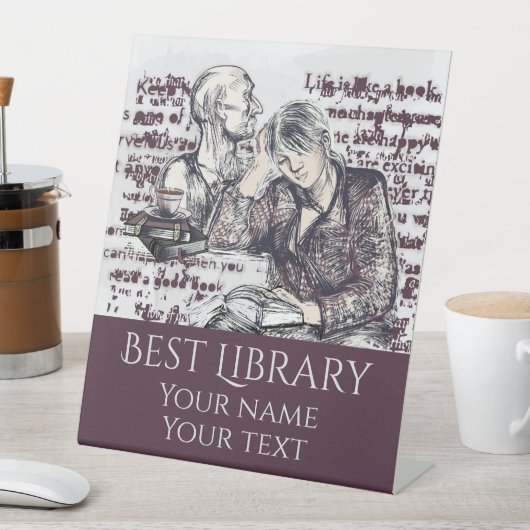 Het meisje dat een boek leest reclamebord met voetstuk (Insitu)