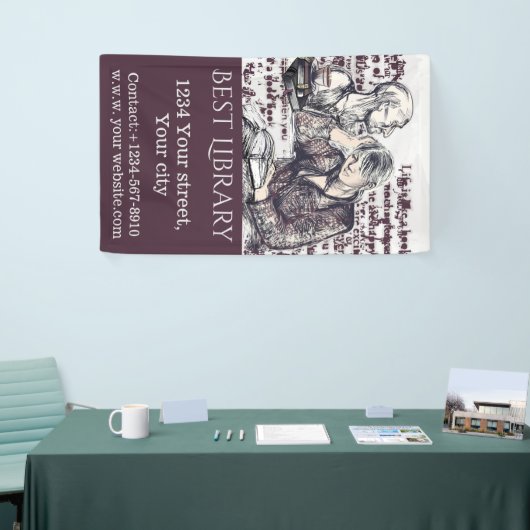 Het meisje dat een boek leest spandoek (Beurs)