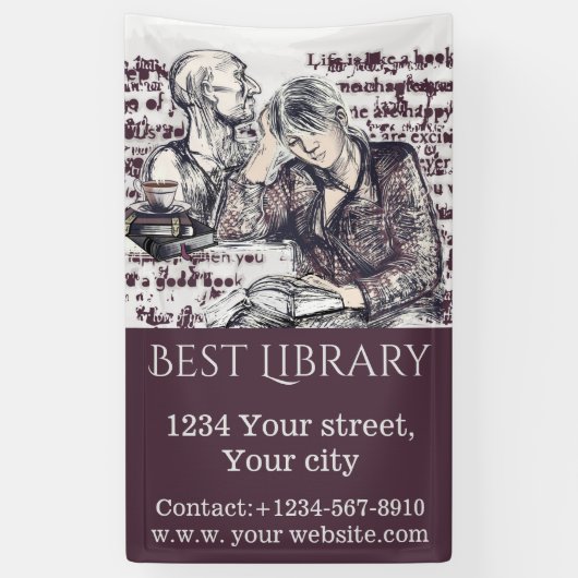 Het meisje dat een boek leest spandoek (Verticaal)