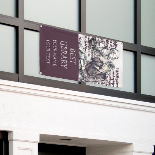 Het meisje dat een boek leest spandoek (Buitenkant Gebouw)