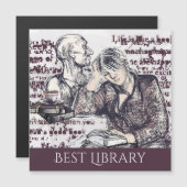 Het meisje dat een boek magnetische uitnodiging le (Voorkant / Achterkant)