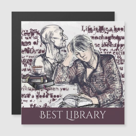 Het meisje dat een boek magnetische uitnodiging le (Voorkant / Achterkant)