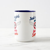 Het meisje dat van voetbal houdt tweekleurige koffiemok (Center)