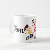 Het Meisje & de Jongen van Retro Valentijn Persoon Koffiemok (Voorkant links)