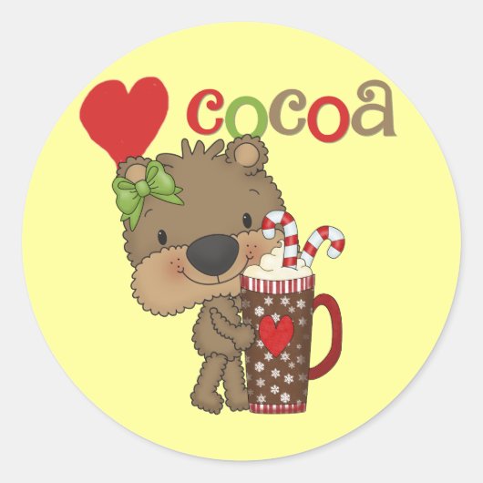 Het meisje draagt de Liefde van de Cacao Ronde Sticker (Voorkant)