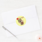 Het meisje draagt de Liefde van de Cacao Ronde Sticker (Envelop)