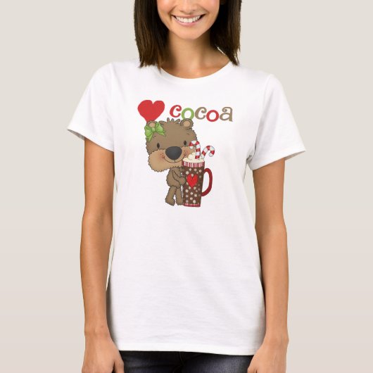 Het meisje draagt de Liefde van de Cacao T-shirt (Voorkant)