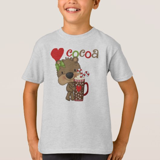Het meisje draagt de Liefde van de Cacao T-shirt (Voorkant)