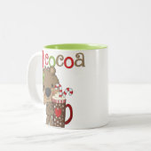 Het meisje draagt de Liefde van de Cacao Tweekleurige Koffiemok (Voorkant links)