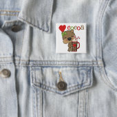 Het meisje draagt de Liefde van de Cacao Vierkante Button 5,1 Cm (In situ)