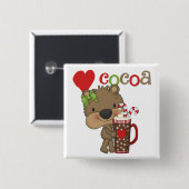 Het meisje draagt de Liefde van de Cacao Vierkante Button 5,1 Cm (Voorkant /achterkant)