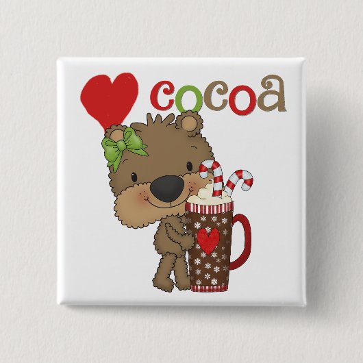 Het meisje draagt de Liefde van de Cacao Vierkante Button 5,1 Cm (Voorkant)