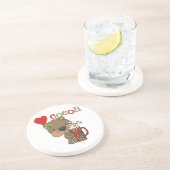 Het meisje draagt de Liefde van de Cacao Zandsteen Onderzetter (Zijkant)