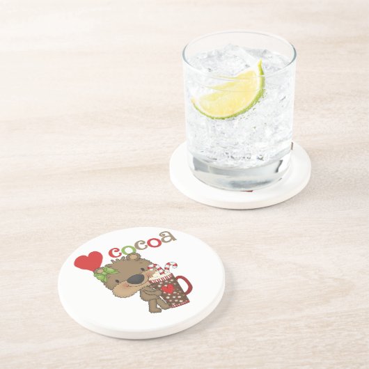 Het meisje draagt de Liefde van de Cacao Zandsteen Onderzetter (Zijkant)