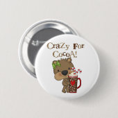 Het meisje draagt Gek voor Cacao Ronde Button 5,7 Cm (Voorkant /achterkant)