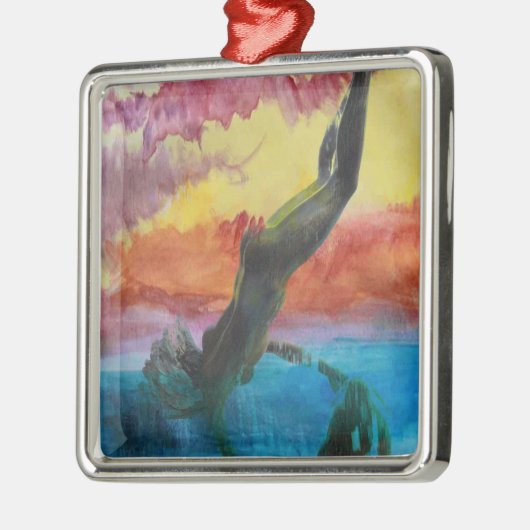 Het meisje en de dolfijn metalen ornament (Links)