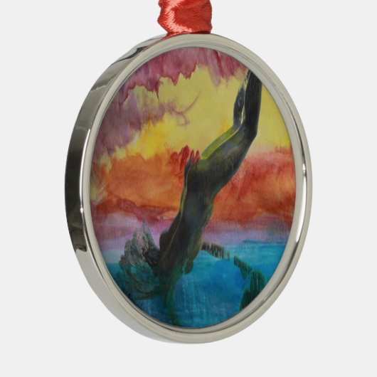 Het meisje en de dolfijn metalen ornament (Rechts)