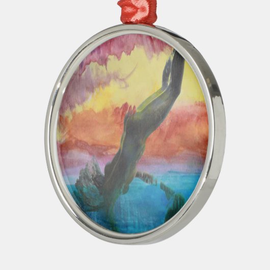 Het meisje en de dolfijn metalen ornament (Links)