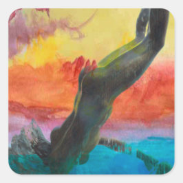 Het meisje en de dolfijn vierkante sticker