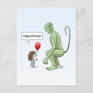 Het meisje en de grote groene kobold briefkaart