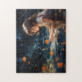 Het meisje en de magische vijver van Golden Fish Legpuzzel (Verticaal)