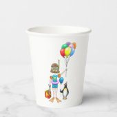 Het meisje en de pinguïn feest papieren bekers (Achterkant)