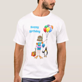 Het meisje en de pinguïn met ballonnen t-shirt