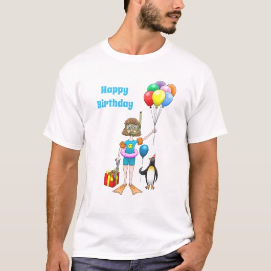 Het meisje en de pinguïn met ballonnen t-shirt (Voorkant)