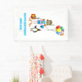 Het meisje en de pinguïn's pool party spandoek (Insitu)