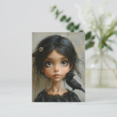 Het meisje en de raaf briefkaart (Staand voorkant)