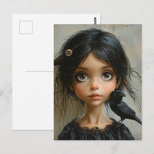 Het meisje en de raaf briefkaart (Voorkant / Achterkant)