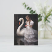 Het meisje en de zwaan briefkaart (Staand voorkant)