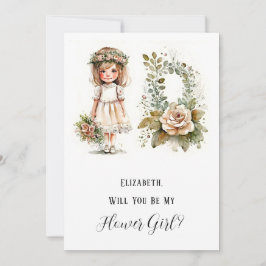 Het meisje en Floral zullen je mijn Bloemenmeisje  Kaart