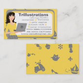 Het meisje en haar laptop visitekaartje (Voorkant / Achterkant)