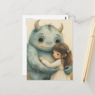 Het meisje en haar monsterlijke vriend briefkaart