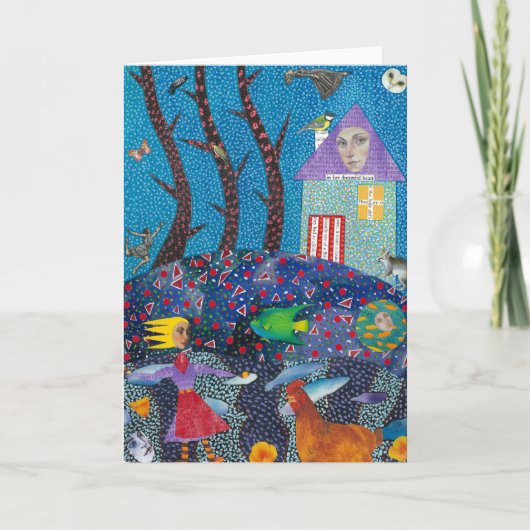Het meisje en haar Wenskaart Kaart (Voorkant)