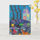 Het meisje en haar Wenskaart Kaart (Gele Bloem)