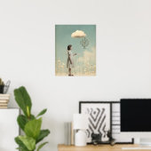Het meisje & haar sleutelkloter | Surreal sprookje Poster (Thuiskantoor)