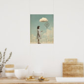 Het meisje & haar sleutelkloter | Surreal sprookje Poster (Keuken)