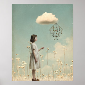 Het meisje & haar sleutelkloter | Surreal sprookje Poster